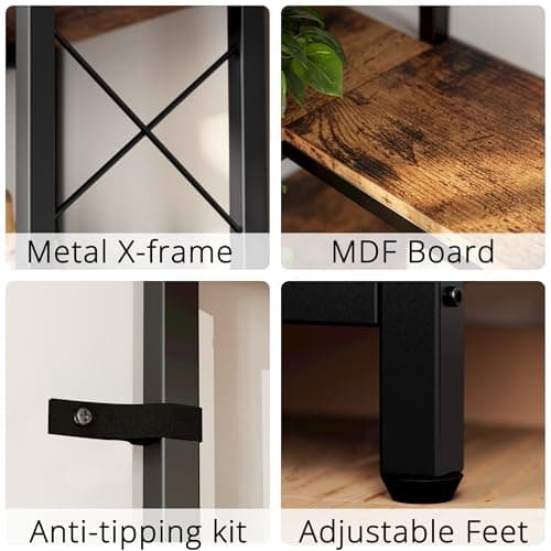 Industrial 7-Tier Corner Bookshelf with Metal Frame for Home or Office