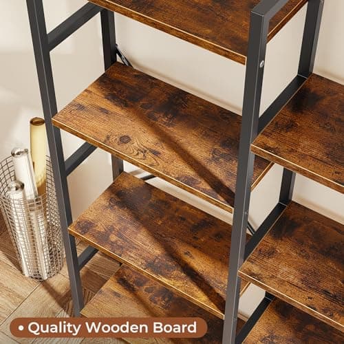 SUPERJARE Triple 4 Tier Rustic Brown Bookshelf for Home & Office