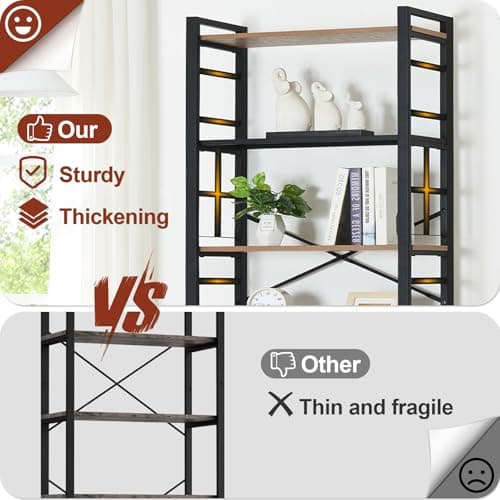 HOMBAZAAR 7 Tier Industrial Metal Bookcase, 84 Inch Tall, Brown