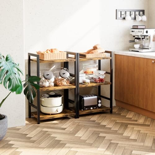 NUMENN 3 Tier Slim Bookshelf for Home StorageVintage