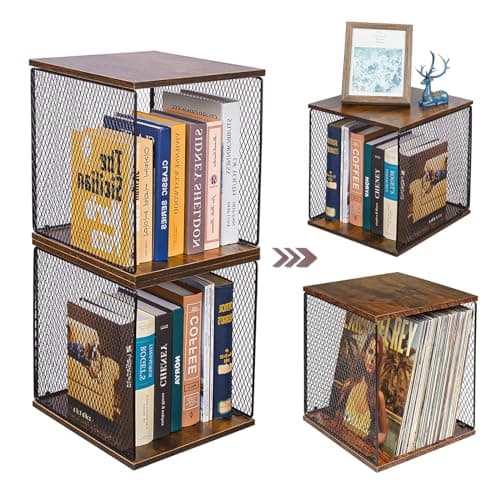 DIY Stackable Cube Organizer for Kids' Bedrooms and Living Rooms - Black and Brown Wooden Bookshelf