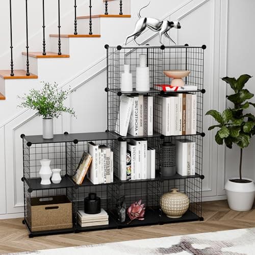 TUMUCUTE Metal Wire Cube Organizer, 12-Cube Storage Shelves for Bedroom, Living Room, Office