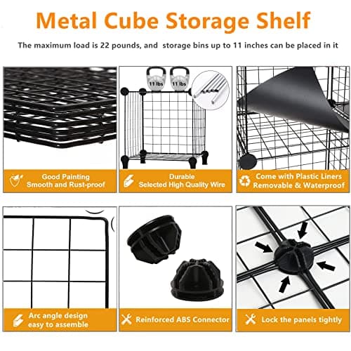 AWTATOS Black Metal 6 Cube Storage Shelves, Closet Organizer for Home Office Closet