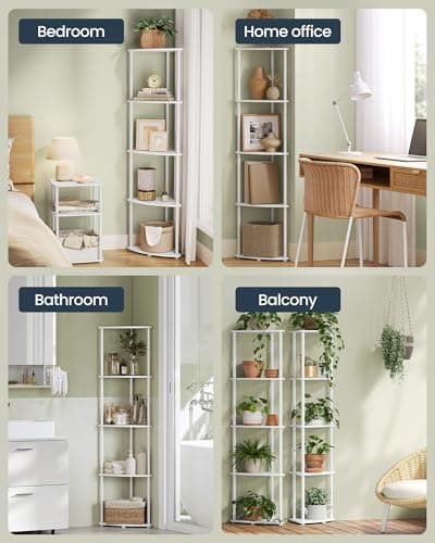 SONGMICS Home ULBC610W01 5-Tier Corner Shelf Stand, Snow White