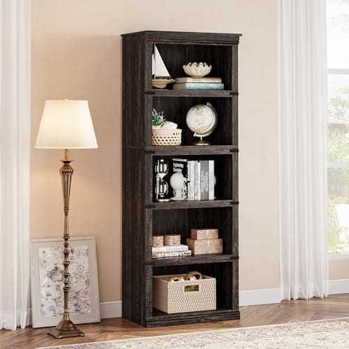 GAOMON 3 Tier Grey Farmhouse Bookshelf with Storage