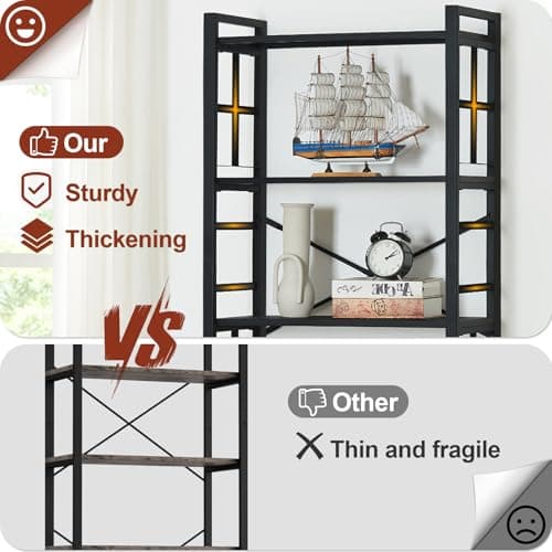 HOMBAZAAR 70 Inch Tall Rustic Metal Bookcase, 6 Tier Office Shelves for Living Room & Bedroom, Black