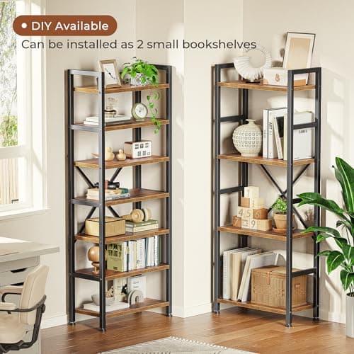 SUPERJARE Triple 4 Tier Rustic Brown Bookshelf for Home & Office