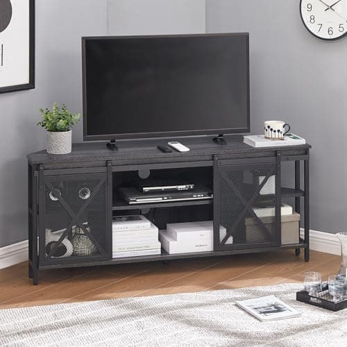 Rustic Corner TV Stand for 55/60 Inch TV with Storage