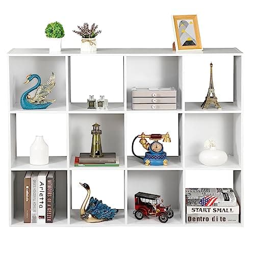 9 Cube Storage Organizer, White: Wooden Shelf W/ Removable Panels for Home, Office