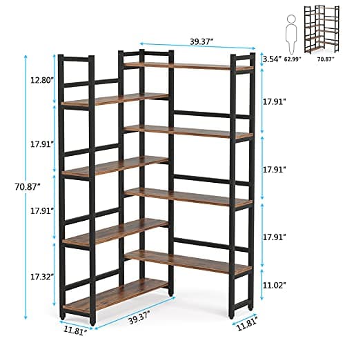 Tribesigns 8-Tier Metal Industrial Corner Bookshelf for Home Office Storage