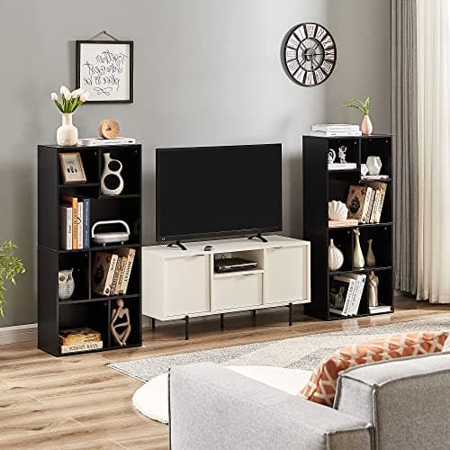 VECELO 4-Tier 42 Inch High Bookcase, Black with Height Difference Shelves
