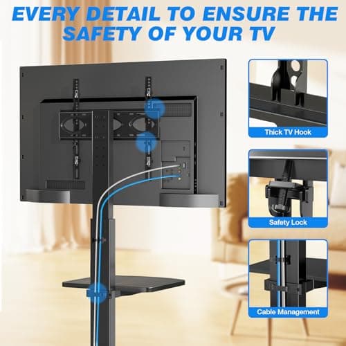 Rfiver Swivel TV Stand with Height Adjustment & Cable Management for 32-70 inch TVs Up to 110lbs