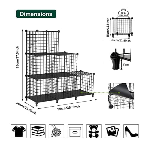 AWTATOS Black Metal 6 Cube Storage Shelves, Closet Organizer for Home Office Closet