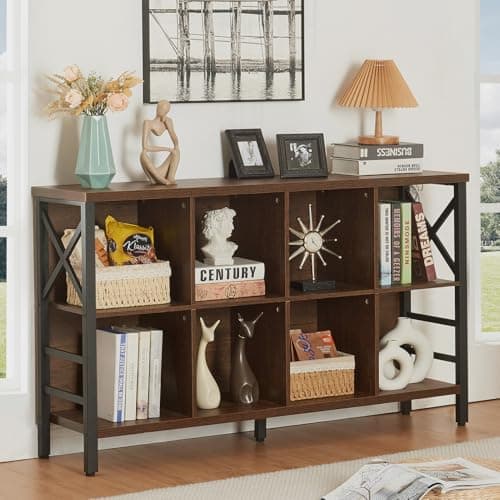 HOMBAZAAR Industrial Cube Storage Shelf, Brown, 6 Cubes, 3 Shelves