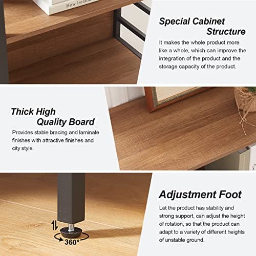 Tall 6-Tier Rustic Wood Metal Bookshelf for Home Office, Living Room, Bedroom