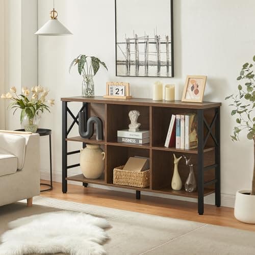 HOMBAZAAR Industrial Cube Storage Shelf, Brown, 6 Cubes, 3 Shelves