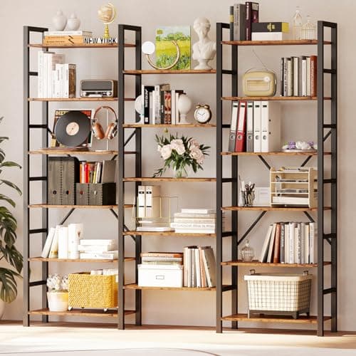 IRONCK 6-Tier Industrial Style Bookshelf for Living Room and Office
