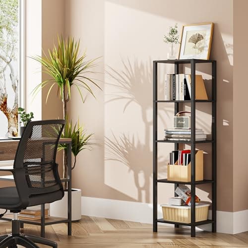 TUTOTAK 6-Tier Tall Narrow Bookshelf, White BS01BW006