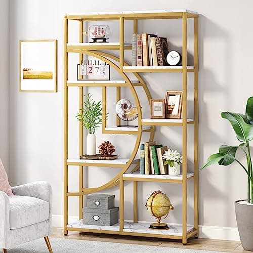 Tribesigns Industrial 5 Tier Tall Freestanding Bookshelf with Open Storage for Living Room and Bedroom