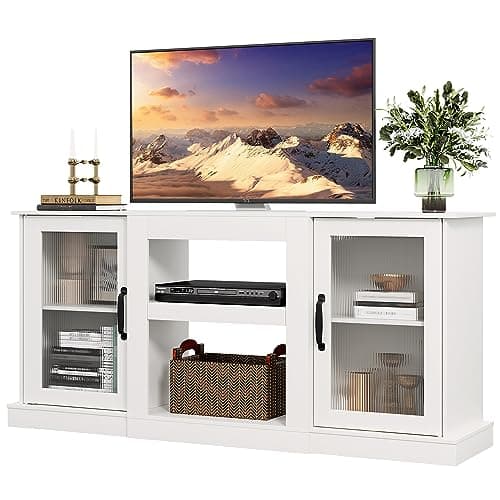 Retro TV Stand for 65 inch TV with Storage, Rustic Brown