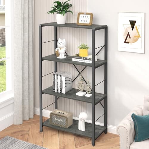 Rustic Wood and Metal 3-tier Bookshelf for Living Room Bedroom