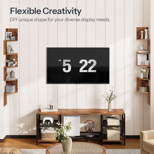 HOOBRO 5-Tier Rustic Brown Floating Corner Shelves for Living Room, Bedroom & More