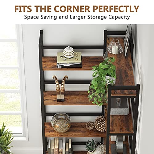 Tribesigns 8-Tier Metal Industrial Corner Bookshelf for Home Office Storage
