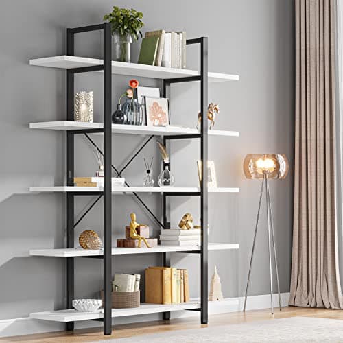 Tribesigns 5-Tier Vintage Industrial Bookshelf 72H x 12W x 47L