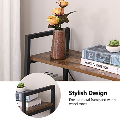 BEWISHOME 37" 3-Tier Rustic Brown Bookshelf for Small Spaces