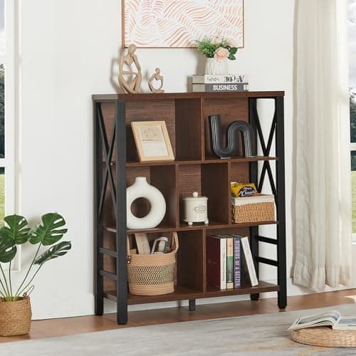 Rustic Cube Bookshelf with Storage for Home and Kids Rooms