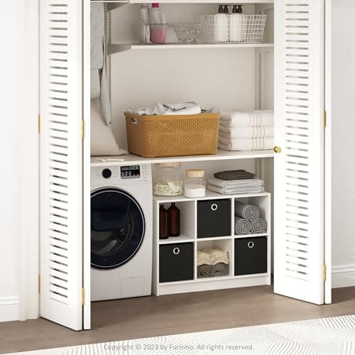 Furinno 6-Cube Multipurpose Storage Organizer Shelf, White/Black