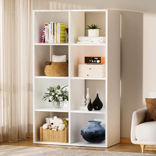 COMHOMA 6 Wood Cube Storage Organizer for Home Office and Bedroom 
| White Cube Storage Bookshelf with Removable Back Panels for Living Room 
| FSC Certified 11In Cube Storage Shelf for Multi-Use Spaces Vertical or Horizontal
