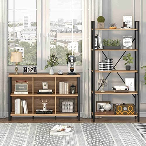 Fatorri Rustic Oak 47 Inch Cube Storage Bookcase with Shelf