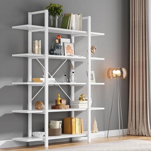 Tribesigns 5-Tier Vintage Industrial Bookshelf 72H x 12W x 47L