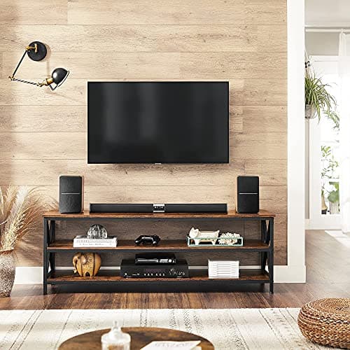 VASAGLE Rustic Brown & Black TV Stand TV Table ULTV100B01