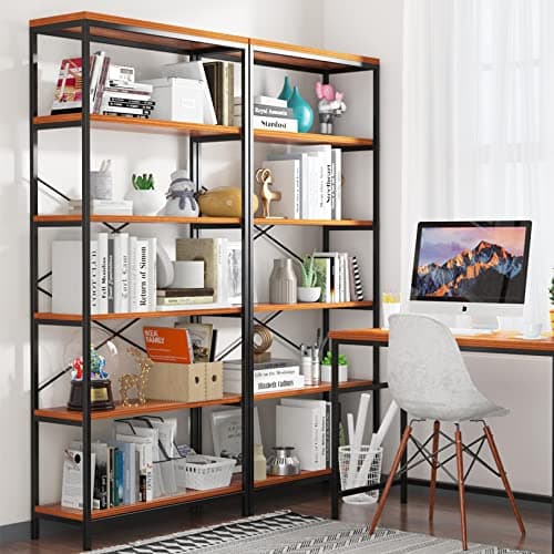 Himimi 6 Tier Vintage Standing Bookshelf for Living Room & Home Office