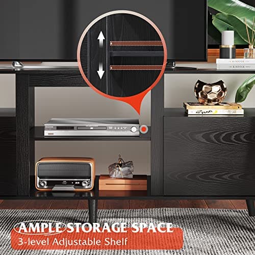 Black WLIVE 65 Inch TV Stand & 58 Inch Entertainment Center with Storage