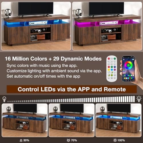 HOMMPA 75 Inch LED TV Stand with Storage & Power Outlets