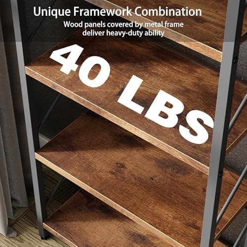 5-Tier Rustic Brown Home Office Bookshelf, Storage Organizer