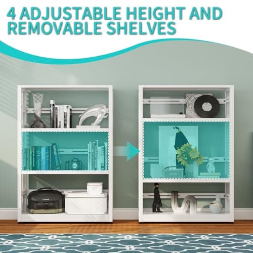 3-Tier Metal Storage Shelves with Wheels, Adjustable Feet, and White Finish