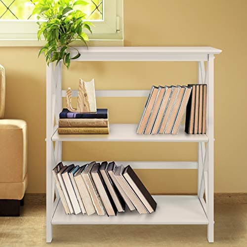 Mountego White 3-Shelf Casual Home Bookcase