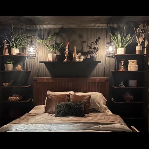 ZIOTHUM 23.6x9.8x78.7" Rustic Wood & Wrought Iron 6-Tier Shelf Loft Storage Bookcase