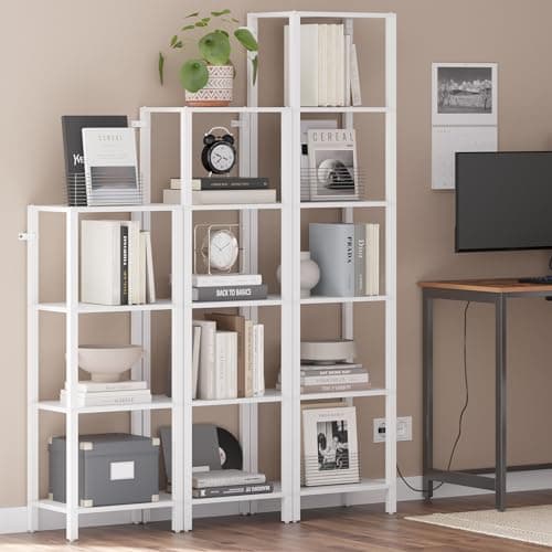 TUTOTAK 6-Tier Tall Narrow Bookshelf, White BS01BW006