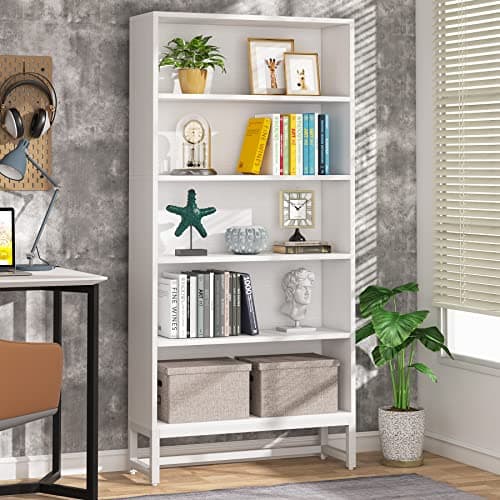 Tribesigns Sandalwood Large 70.8” 5-Tier Bookcase Organizer for Living Room, Bedroom