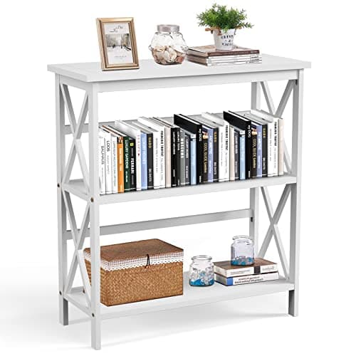 Tangkula Black X-Design 3-Tier Bookshelf for Living Room and Office