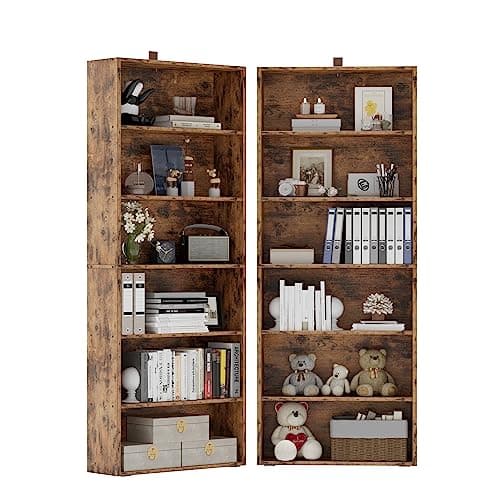 Ironck 6-Tier Floor Standing Bookcase 70" Tall Home Office and Living Room Furniture