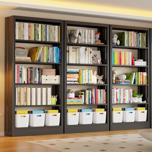71" Tall Metal White Bookshelf with Adjustable Shelves, 5-Tier Heavy Duty, Modern Library & Living Room Book Case