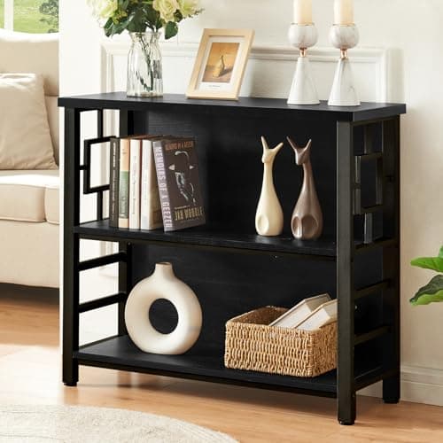 3 Tier Deep Bookshelf for Small Spaces, Rustic Brown