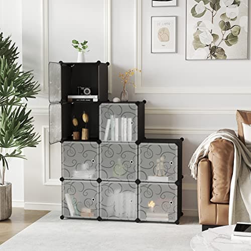 C&AHOME Cube Storage Organizer with Doors Black
