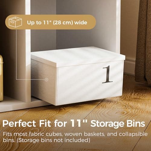 COMHOMA 6 Wood Cube Storage Organizer for Home Office and Bedroom 
| White Cube Storage Bookshelf with Removable Back Panels for Living Room 
| FSC Certified 11In Cube Storage Shelf for Multi-Use Spaces Vertical or Horizontal